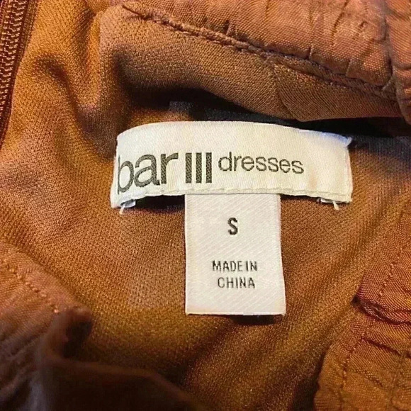 BAR III Women's Smocked Bodycon Dress SMALL Rosewood Mock Neck Cocktail‎ Party - Picture 8 of 13